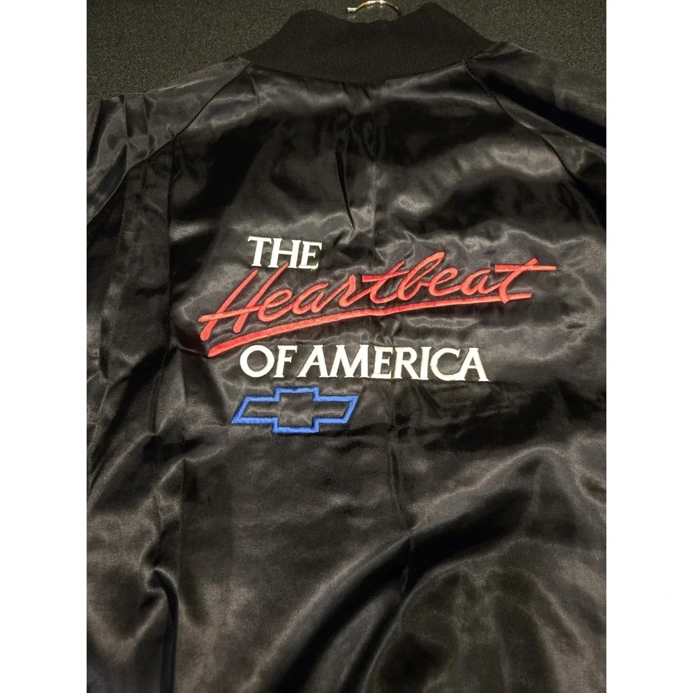 Vintage Chevrolet Heartbeat Of America Satin Bomber Jacket USA XXL GM